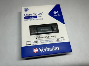 Verbatim 64GB USB 3.2 Dual Flash Drive lightning & Type-A - Tested Open Box - Afbeelding 1 van 8