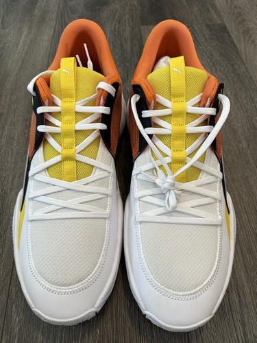 Puma Court Rider 59th Street Nero Arancione Bianco Giallo Sneakers Uomo Taglia 17