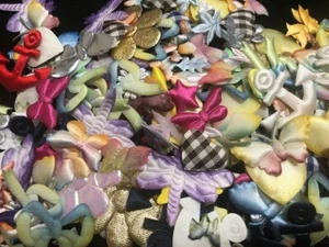 300 Assorted Fabric Applique Mix Bag/Flower/Butterfly/Embellishment/Sewing - Picture 1 of 4