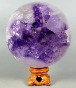 860g AMETISTA NATURALE GEODE & AGATA SFERA SFERA REIKI con supporto in legno di rosa BRASILE - Foto 1 di 12