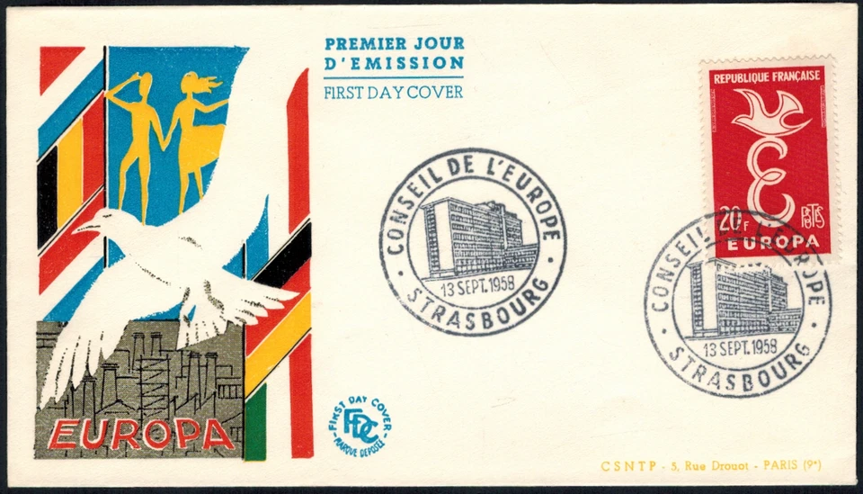 1958-Enveloppe-FDC 1°Jour **/Conseil de l'Europe-Europa -Timbre-Yt.1173 - Photo 1/1