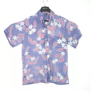 Hilo Hattie Herren Hawaii Hemd Blau Weiß Rosa Blumen Kurzarm Tasche L - Bild 1 von 4