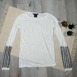 Top tunica Thomas Wylde bianco maniche lunghe impreziosito strass bianco taglia S - Foto 1 di 7