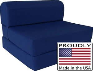 Full 6 x 48 x 72 Flip Chair Folding Foam Beds, Foldable Sofa Bed, Navy Blue - Picture 1 of 3