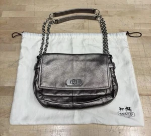 Coach Chelsea Metallic Leather Turn Lock Flap Crossbody Shoulder Bag w/ Dust Bag - Picture 1 of 17