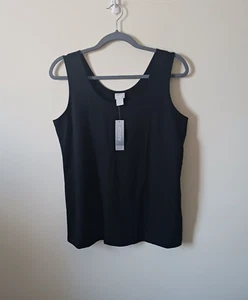 Chico's Womens Tank Top Size 2 (L) Black Scoop Neck Sleeveless Stretch Casual - Picture 1 of 5