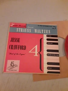 Jesse Crawford - Strauss Waltzes Vol. 1 (45 rpm EP, 1950's) Good, Tested, Red - Picture 1 of 4