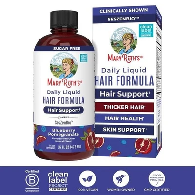 Fórmula líquida diaria para el cabello MaryRuth's - Soporte para el cabello - Cabello más grueso para mujeres 16 oz Foto 1 de 4