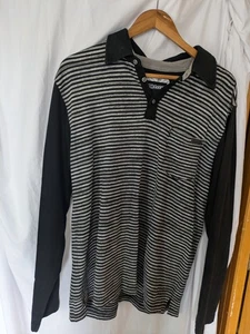 Billabong Mens Striped Long Sleeve Polo Shirt Large - Picture 1 of 6