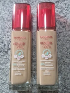 2 x LIGHT BEIGE BOURJOIS HEATHLY MIX FOUNDATION No 53W 30ml - Picture 1 of 10