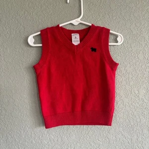 Carters boys 6 month Sweater Vest solid Red V-Neck - Picture 1 of 4