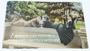 Postkarte 1910 "Ich möchte ein gutes und langes Gespräch mit Ihnen führen" Romantiker - Bild 1 von 2