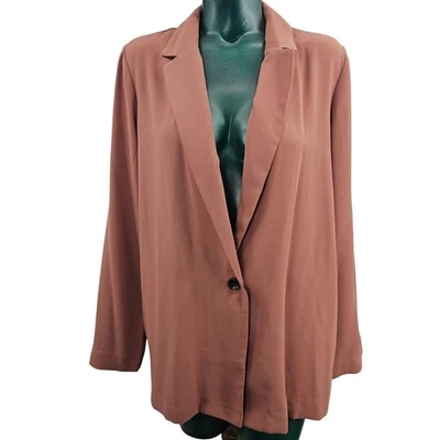 Chaqueta Blazer Forever 21 Rosa Malva Ligera Botón Único Para Mujer L 3605 Foto 1 de 4