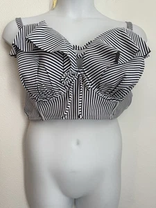 Reggiseno bikini top nuoto Cacique Swim 38H retrò blu righe volant cinturino largo usato in ottime condizioni - Foto 1 di 10
