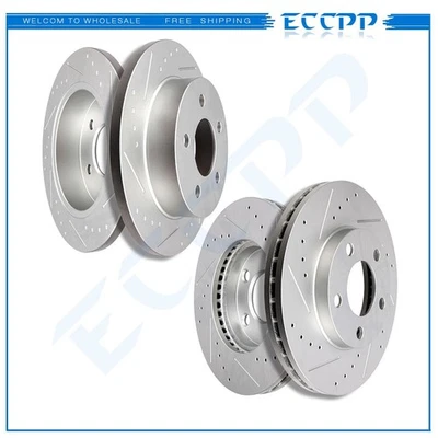 Front And Rear Brake Rotors DRILL SLOT FITS 1994-2004 Ford Mustang Base/ GT 2WD Foto 1 de 4