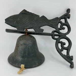 Vintage Heavy-Duty Cast-Iron Door Wall Bell Fishing Cabin Decor Rustic - Picture 1 of 11