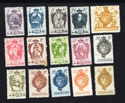 Liechtenstein 1920 set of stamps Mi# 25-39 MH CV=33.6$ - Image 1 of 2