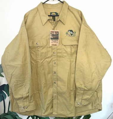 Vtg OG Cabela's Chamois Long Sleeve Shirt Golden Yellow Sz 4XLT Deadstock BNWT - Image 1 of 4