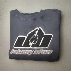 Vintage Johnny Blaze Sweatshirt Mens XL Crewneck Chenille Y2K Logo Embroidered - Picture 1 of 10