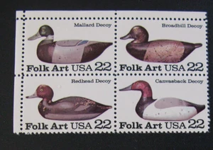 us stamps Scott #2141a Duck Decoy Block of 4 - MNH - Picture 1 of 1