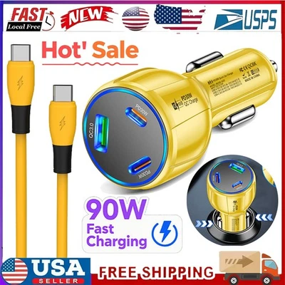 Cargador de coche USB tipo C carga súper rápida 90W para Samsung Galaxy Z Fold7 6 A13 Foto 1 de 4