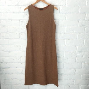 Ralph Lauren Knit Midi Dress Womens L Brown Silk Cashmere Merino Wool Blend - Picture 1 of 9