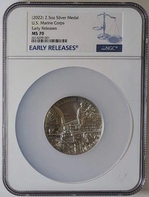 2022 US MARINE CORPS MEDAL NGC-70 ER  - Image 1 of 3