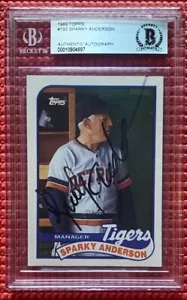 BECKETT BAS signed SPARKY ANDERSON slabbed TOPPS #193 card 1989 DETROIT TIGERS - Picture 1 of 3