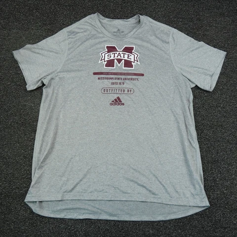 Mississippi State Bulldogs Adidas Shirt Adult XL Gray Aeroready Short Sleeve Cover