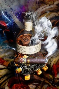 24 x 18- Blanton Horses and Padron 90th Cigar Abstract Print on glossy paper - Picture 1 of 2