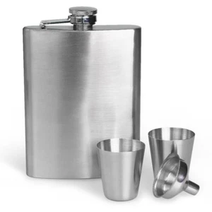 Set di bottiglie e imbuti in acciaio inox 8 once imbuto facile da versare e 2 pz tazze - Foto 1 di 5