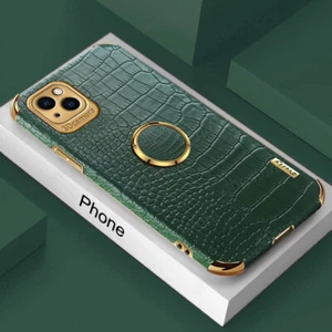 Crocodile Leather Ring Stand Case For iPhone 16 Pro Max 15 14 13 12 11 XS Cover - Picture 1 of 27