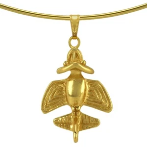 24k GP Quimbaya Ancient Flyer | Golden Jet-10 Choker Necklace| Across The Puddle - Picture 1 of 2