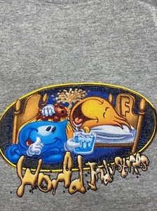 90s Vintage World Industries Flame Boy Wet Willy T-Shirt Small Gray - Picture 1 of 9