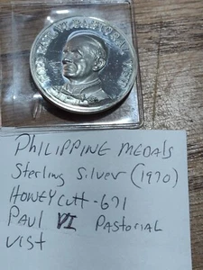 Rare 1970 Philippines  Pope Paul VI Sterling SILVER 1970-DATED Pastorial Medal - Picture 1 of 6