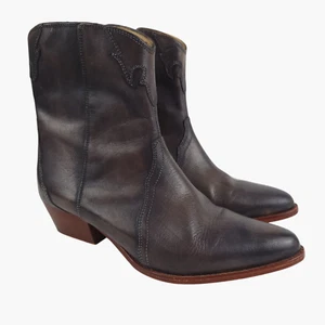 FREE PEOPLE New Frontier Western Boots 40 US 10 Carbon Gray Distressed Leather - Picture 1 of 11