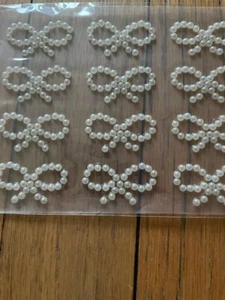 CraftbuddyUS 12pcs 32mm Self Adhesive Pearl Bows Stick On Gems, DIY, Craft - Picture 1 of 2