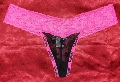 💖 Playboy Neon Pink Lace Thong – Bold, Sheer & Unapologetically Sexy 💖 - Image 1 of 2