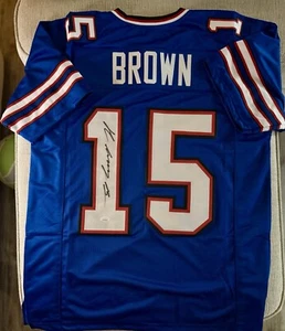 John Brown Signed Custom Buffalo Bills Jersey Sz XL New COA JSA - Picture 1 of 4