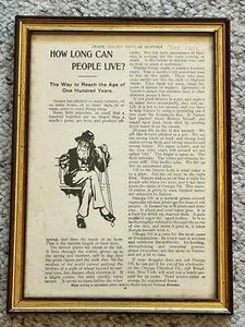 1902 Framed Frank Leslie's Monthly Magazine Article How Long Can People Live Ads - Picture 1 of 3