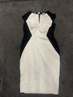 Bnwt M&S Per Una Speciale Petite Black White Bodycon Dress - Size 12 Rrp £99