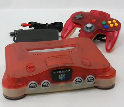 Nintendo 64 CLEAR RED Console NUS-001 -NTSC J- Tested System wz Expansion pak 40 - Image 1 of 4