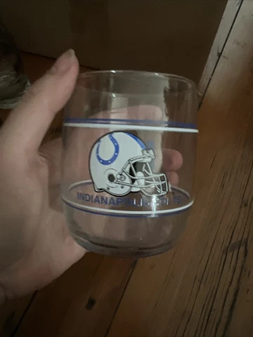 Indianapolis Colts NFL Rocks Stemless Glass Cup Football Roly Poly Vintage Cover