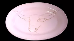 JUMBO METLOX 1950s BBQ RIB PLATTER COWBOY WESTERN STEERHEAD RANCHO 19"x14.5" - Picture 1 of 5