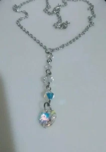 Swarovski Kristall HERZ Tropfen ANHÄNGER Halskette Lichtfarben - Bild 1 von 12