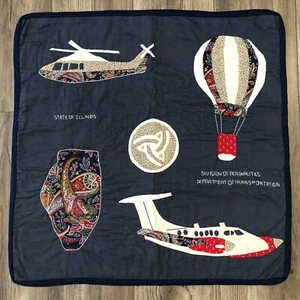 Vintage Trapuntato Illinois Aeronautica Mongolfiera Fatto a Mano 23" Sham Cover - Foto 1 di 10