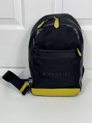 Coach Black With Yellow Leather Sling Bag/ Crossbody Right Or Left Strap - Image 1 of 4
