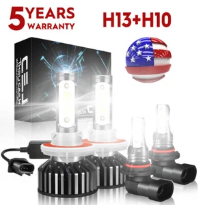 For 2004-2014 Ford F150 10000K LED Headlight Hi/Lo+Fog Light 4 Bulbs H13 9145 R1 - Picture 1 of 21