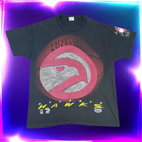 vintage 1993 NBA playoffs championship Atlanta Hawks big graphic T-shirt Sz XL Cover