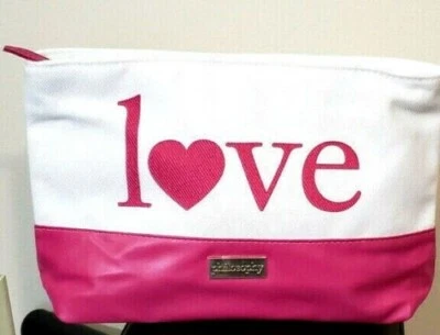 Philosophy Love Cosmético Maquillaje Viaje Bolso sin asas Lona Bolso PU, Rosa y Blanco Foto 1 de 3